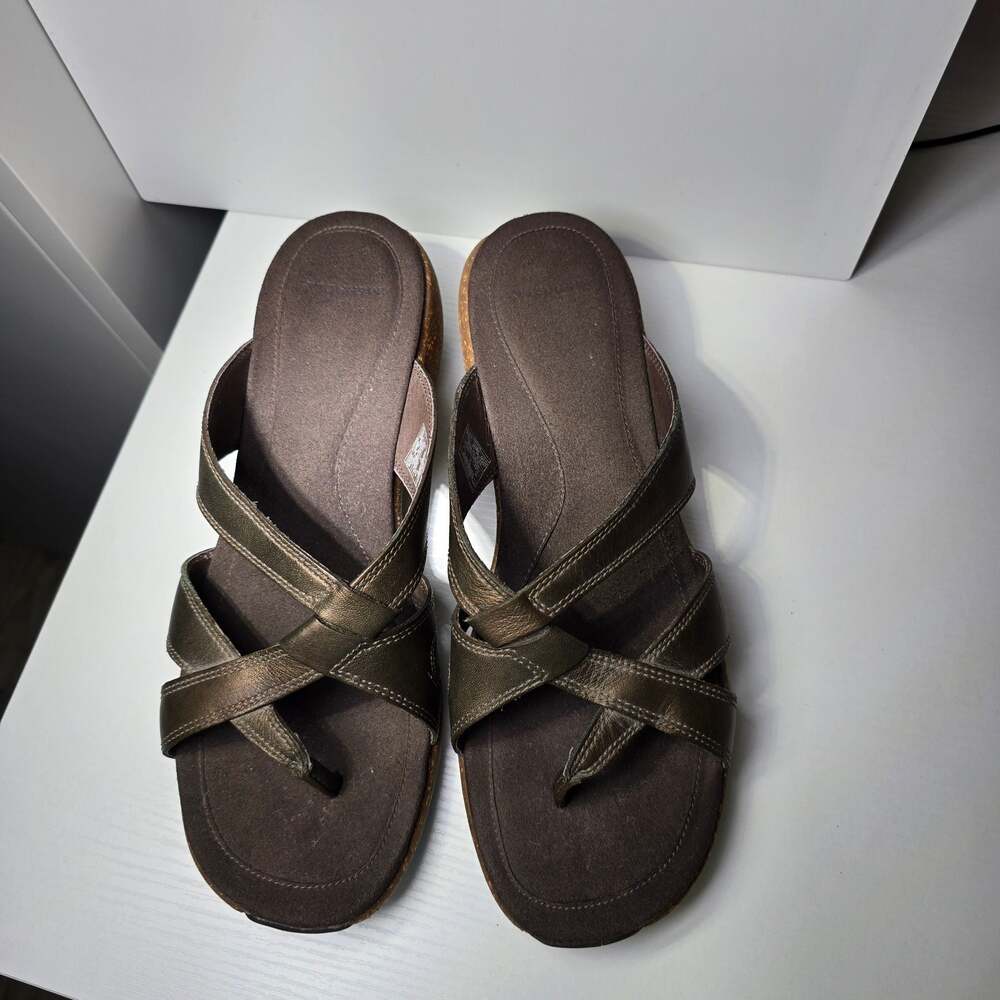 Merrell Sundial Cross Antique Brass Wedge Sandals Women's